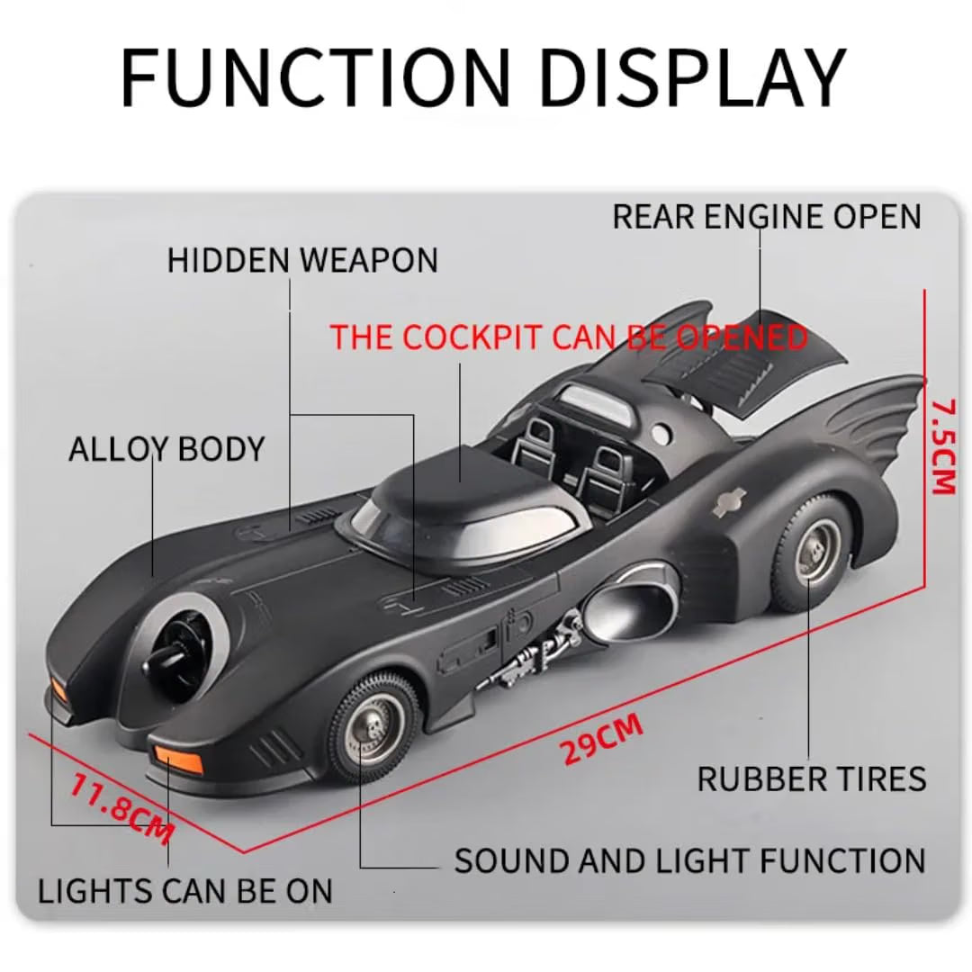 1:24 scale Batmobile-Inspired Die-Cast Model Car – Black Edition