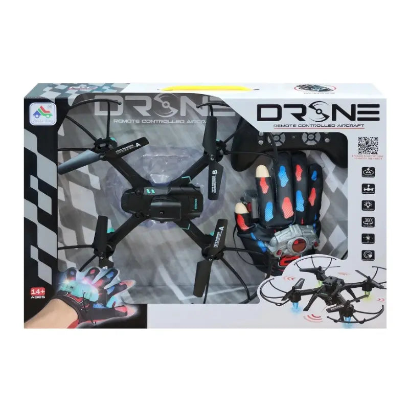 Gesture Control RC Drone with Motion Sensor Gloves, 360° Stunts & LED Lights