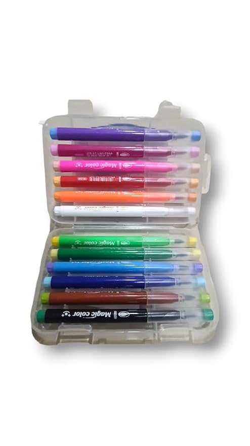 Assorted Colours Magic Color-Change Felt Tip Markers 12 Multicolor Magic Erasable Felt Pens in a Pack