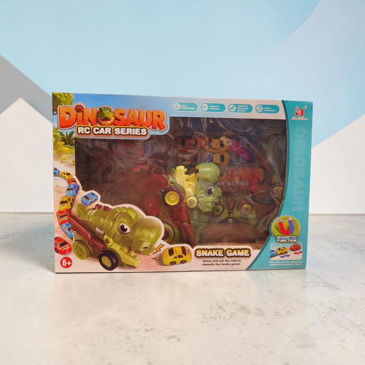 Dinosaur RC Car with Remote Control – Full Function Racing Toy with Music, Magnetic Snake Game