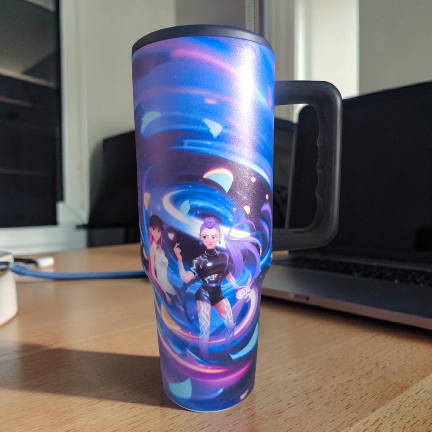 K Pop Demon Hunters Cyber Galaxy Anime Insulated Tumbler with Handle – 1200 ML