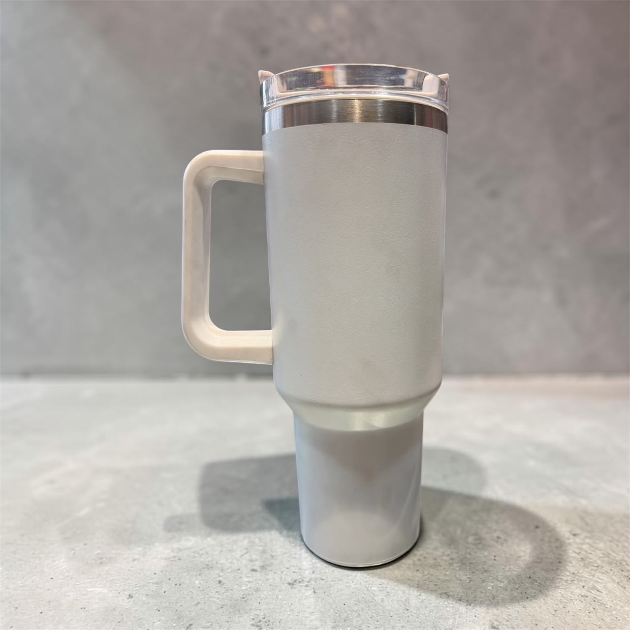 Premium Insulated Travel Tumbler with Handle – White