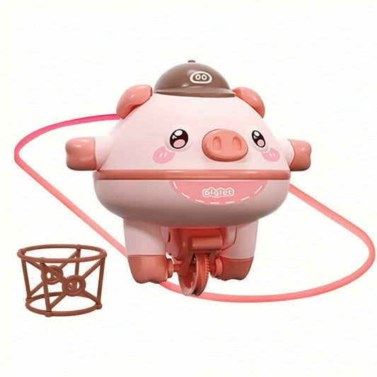 Electric Self-Balancing Pig Toy Cartoon Pig Toy with Support Frame for Children