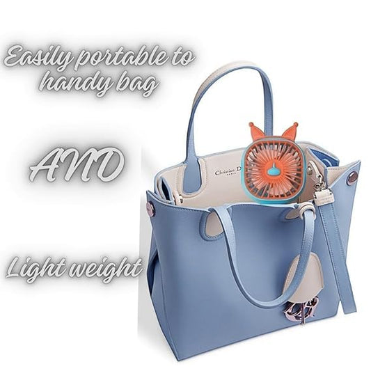 2-in-1 Rechargeable Handheld Fan with Mobile Holder – USB Portable & Silent