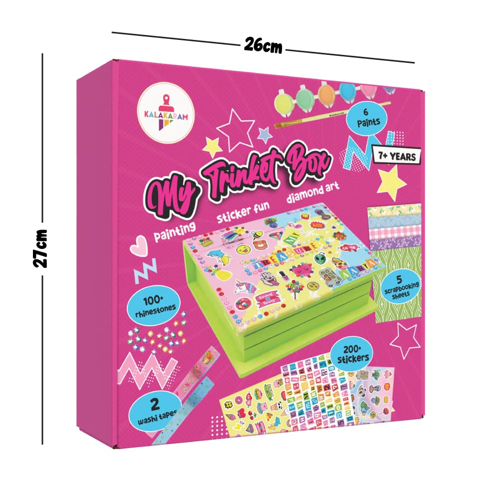 DIY Trinket Box Decorating Kit for Kids with 200+ Pcs & Strickers
