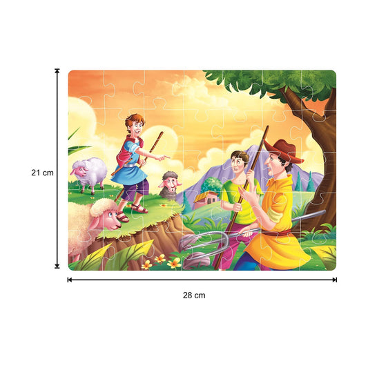 Story Jigsaw Puzzle The Shephard BOY and The Lion for Kids. This Pack Includes 3 Jigsaw Puzzle and A Story Book Inside