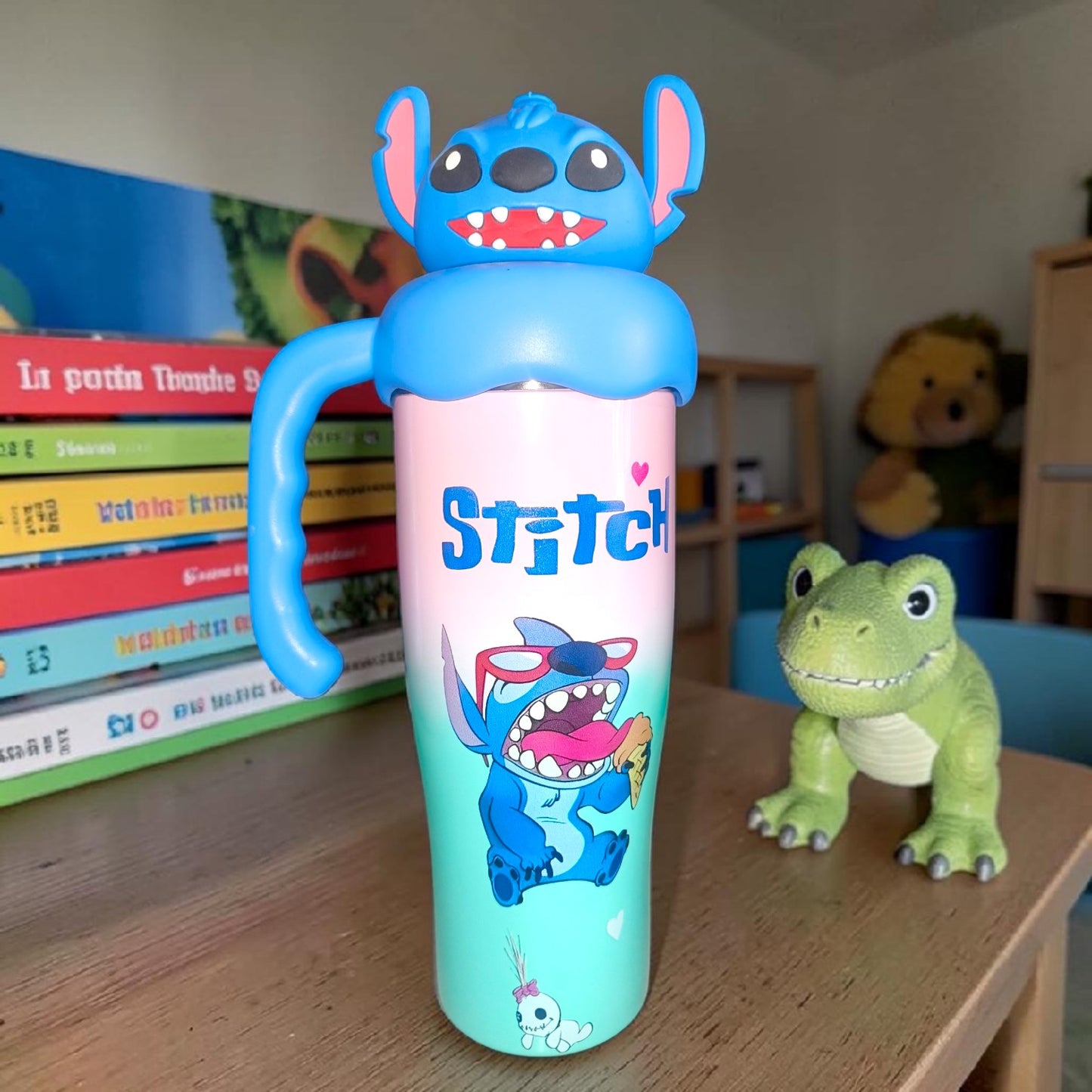 Disney Stitch Kids Insulated Tumbler with Straw & 3D Lid – Cute Cartoon Sipper Bottle-1200ML