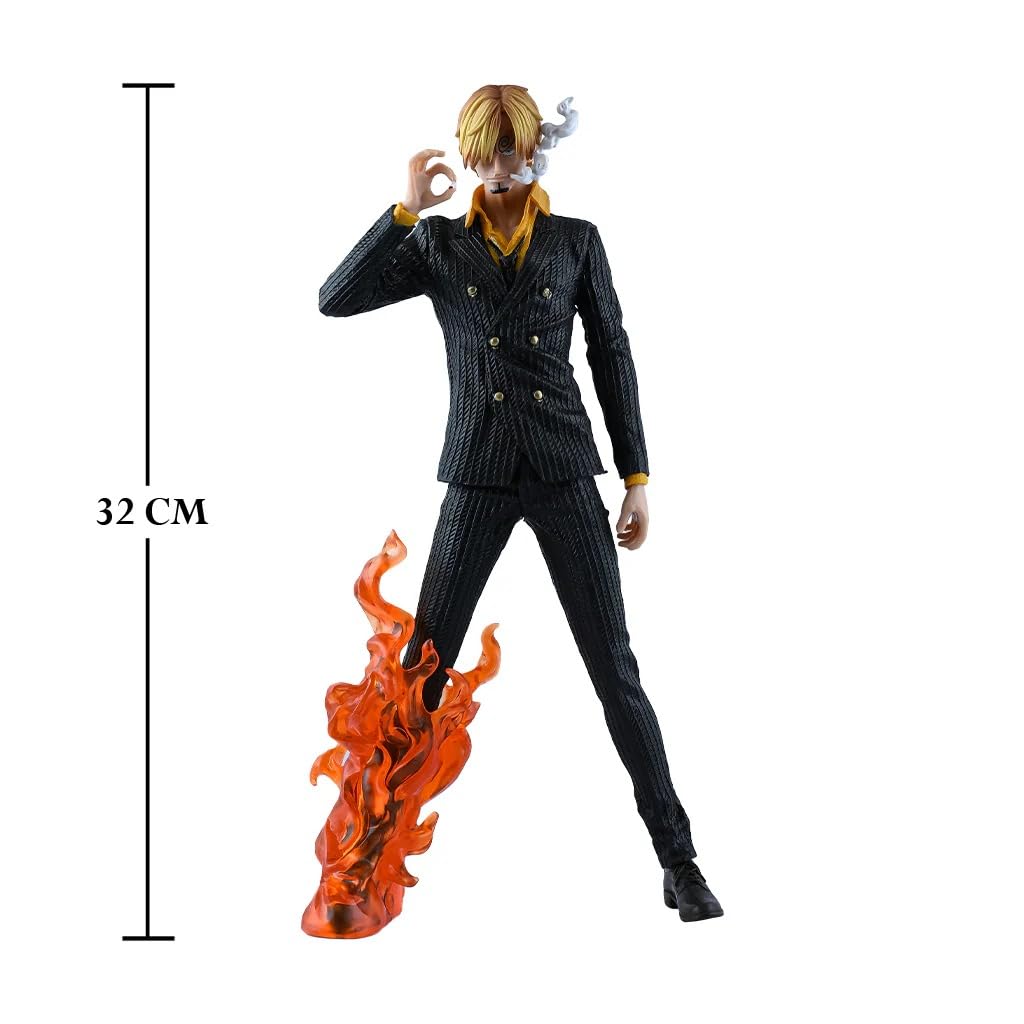 Sanji Black Suit Action Figure with Flame Kick Pose - 30 CM