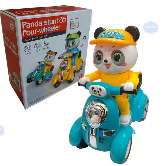 Panda Stunt Four-Wheeler Toy for Kids | Musical Rotating Panda Scooter with Flashing Lights & 360° Stunt Action