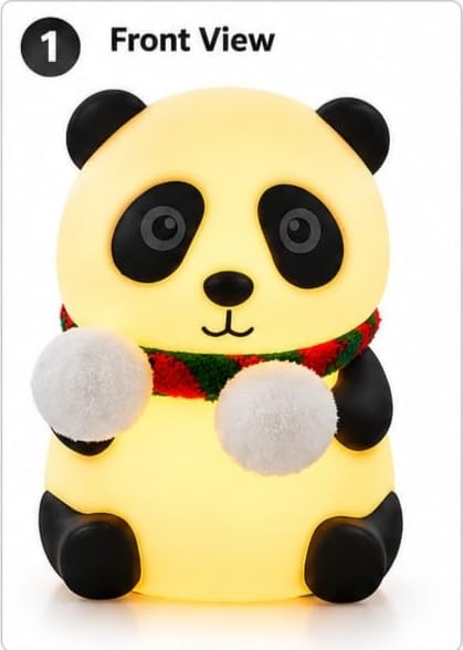 Panda Night Lamp with USB Rechargeable Touch Control - White and Black