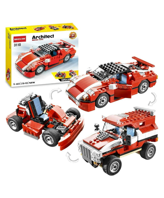 Architect Building Block Car Set 278 PCS | Build Sports Car, Off-Road Jeep