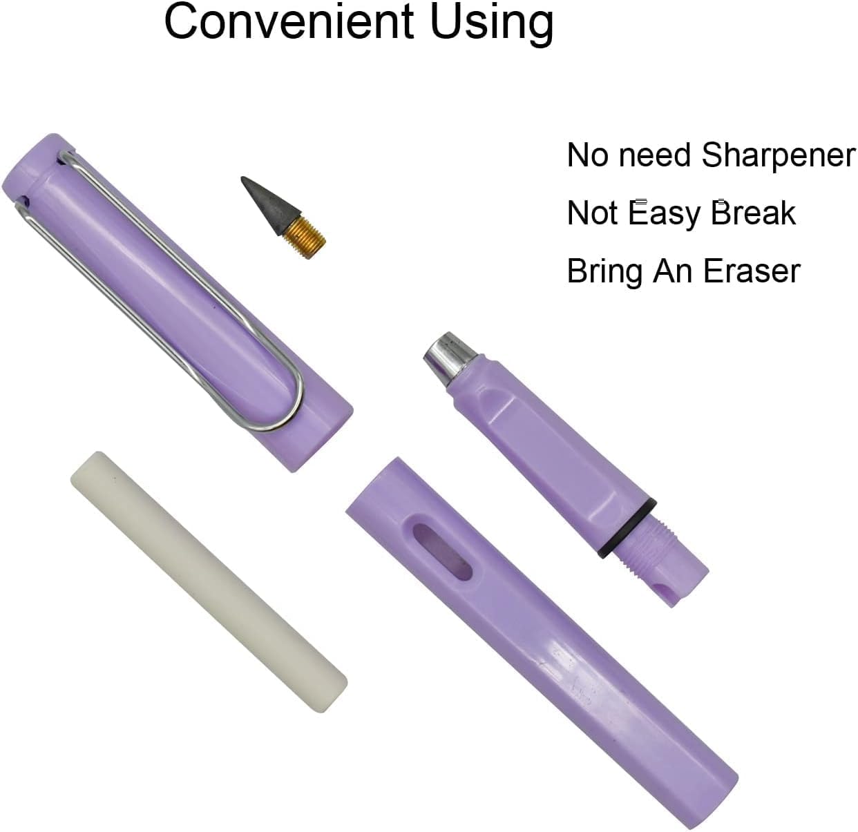 Everlasting Inkless Pencil with Eraser – Infinite Writing (Pack of 1, Assorted)
