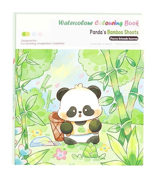 Watercolour Coloring Book for Kids with Brush Pen (Assorted design)