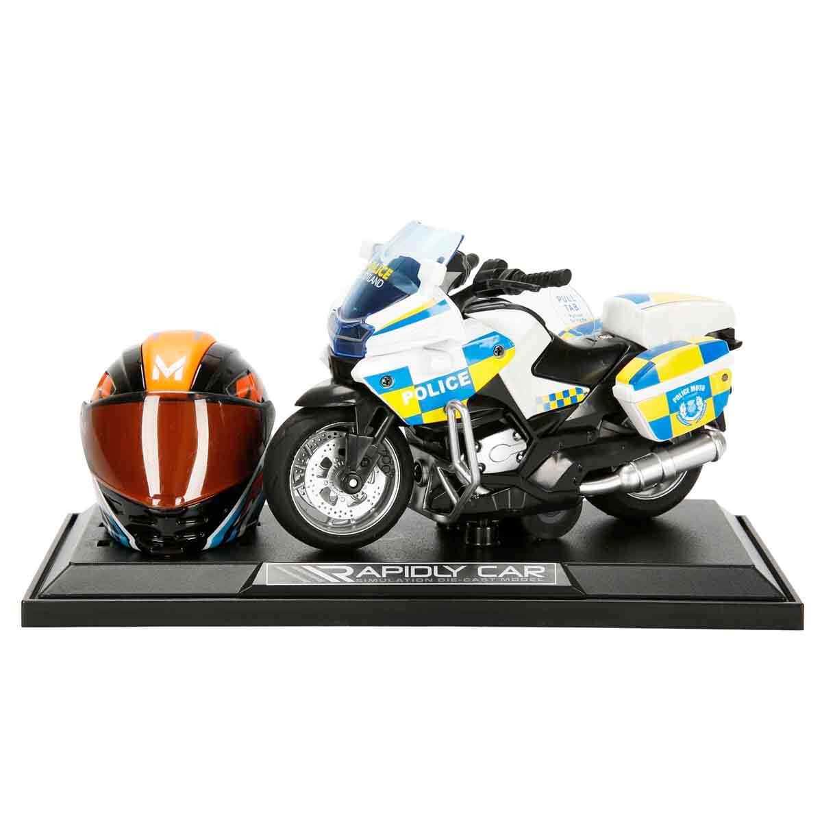 Police Bike with Helmet (Acrylic Box) - White