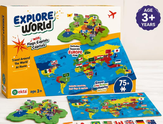 Explore World – World Map Puzzle with Flags & Capitals