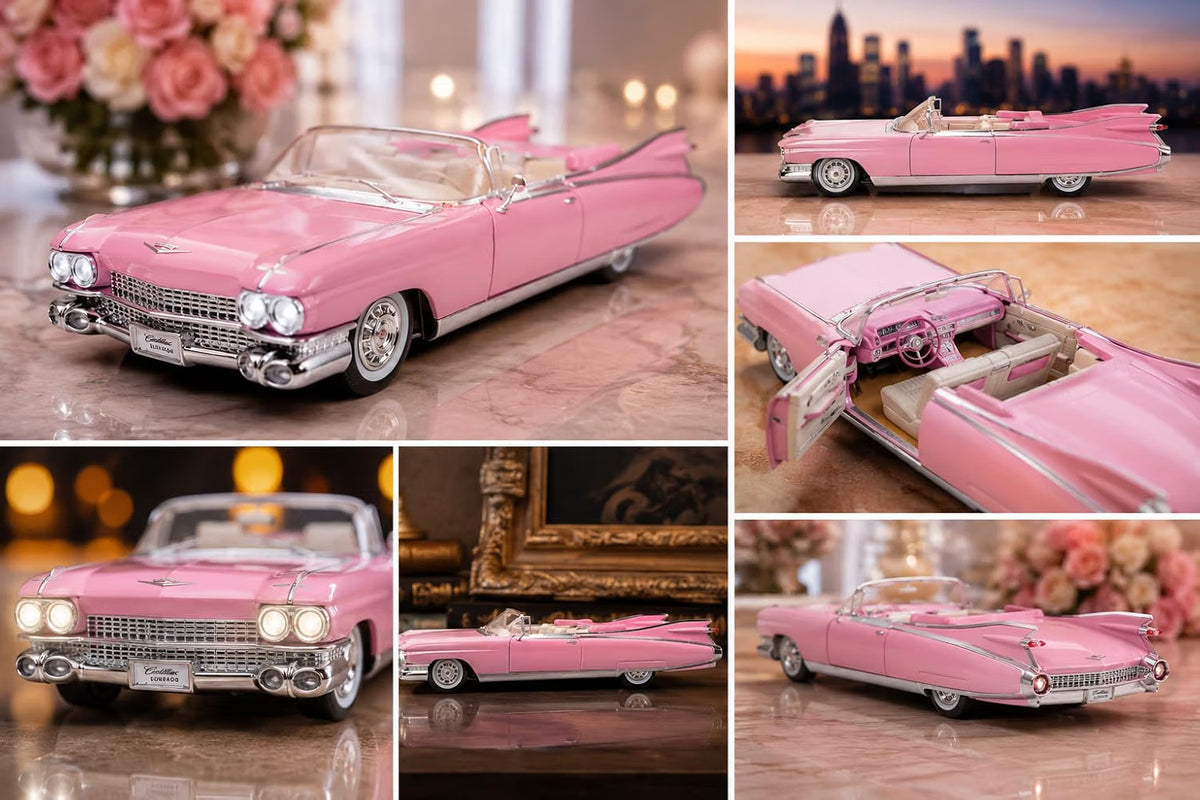 1:24 scale Classic Pink Vintage Convertible Die-Cast Car – Collectible Model