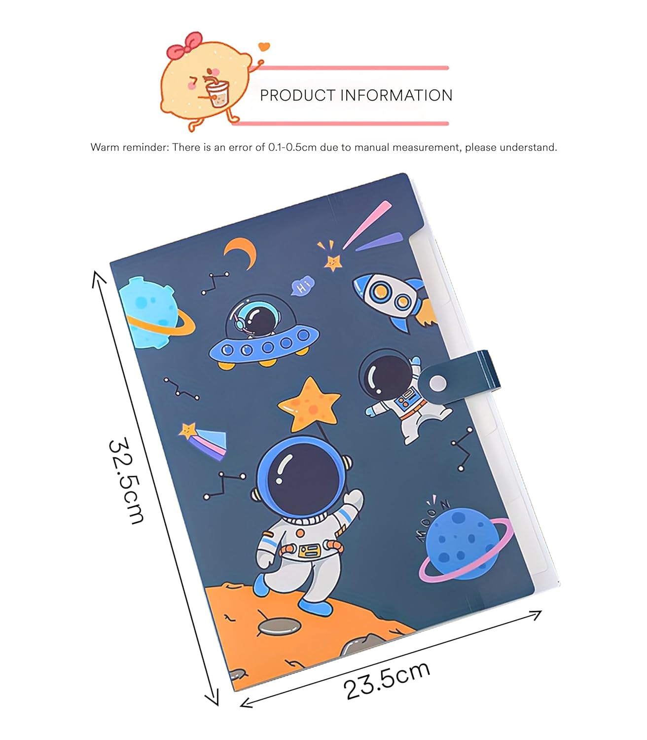 Cartoon Astronaut 6-Gate A4 File Folder – Exam Paper Organizer (Blue)