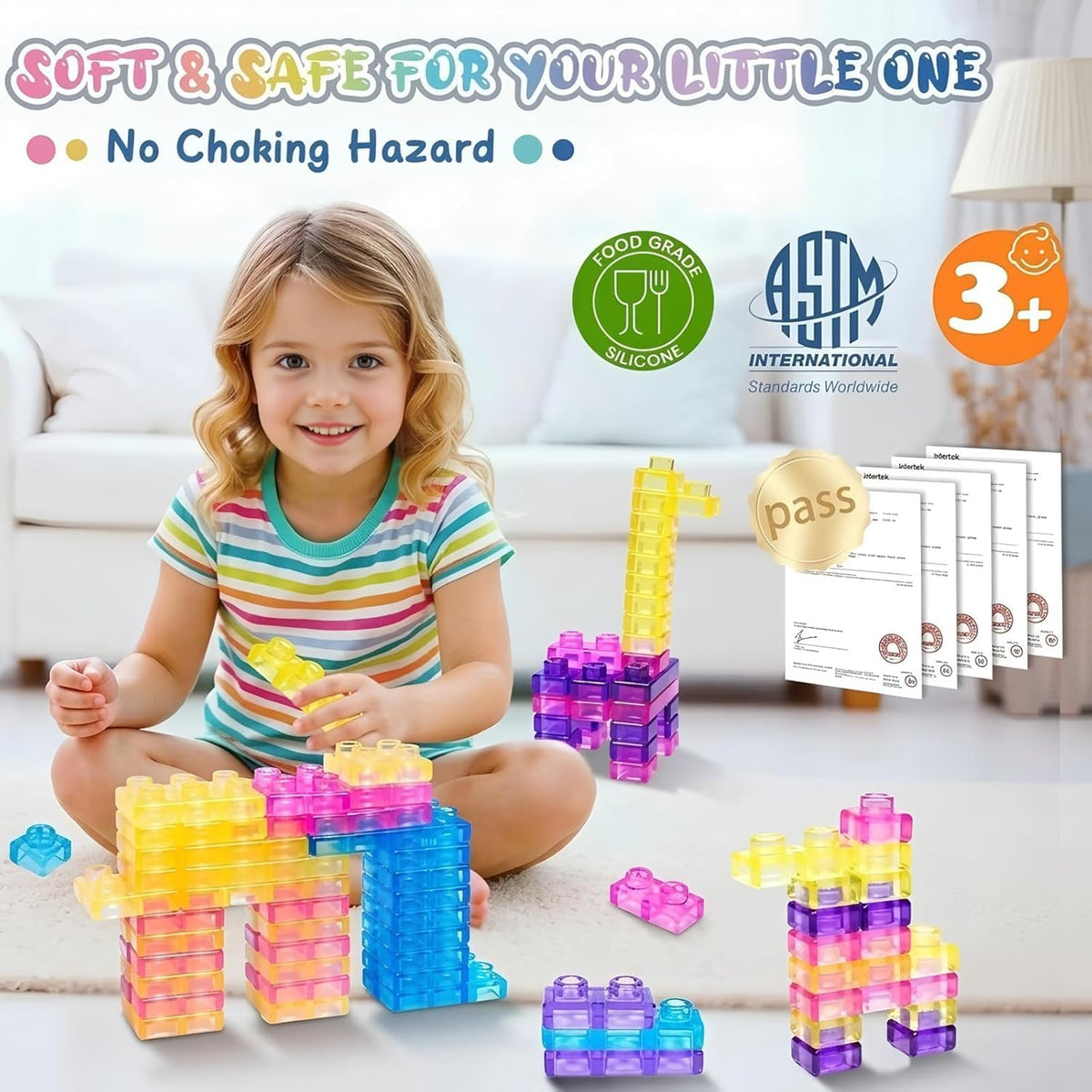 Sensory Soft Magic Gummy Building Blocks Squishy Stacking Toy Set 20 PCS