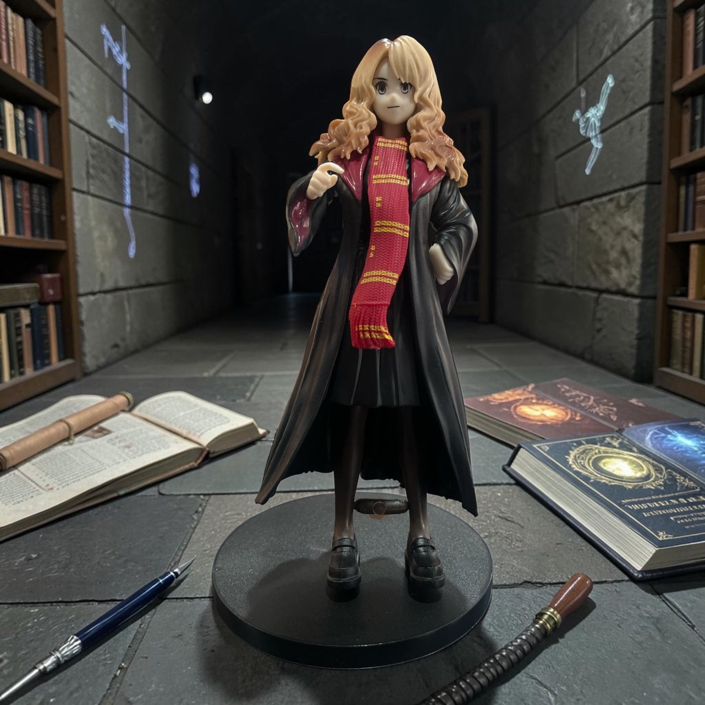 Hermione Granger Wizard Figure – Harry Potter Inspired PVC Collectible Statue with Gryffindor Scarf