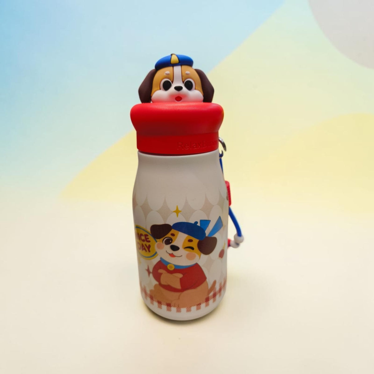 Adorable Dog Character Bottle with Carry Strap - 350 ML