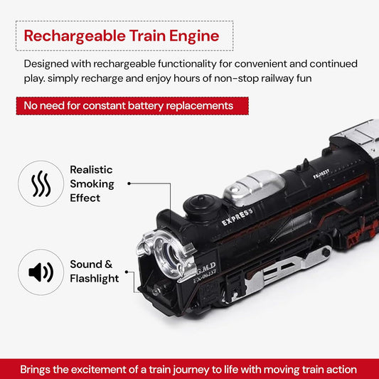 Smoking Train Rechargeable Battery-Operated Electric Train Set with 10 Tracks