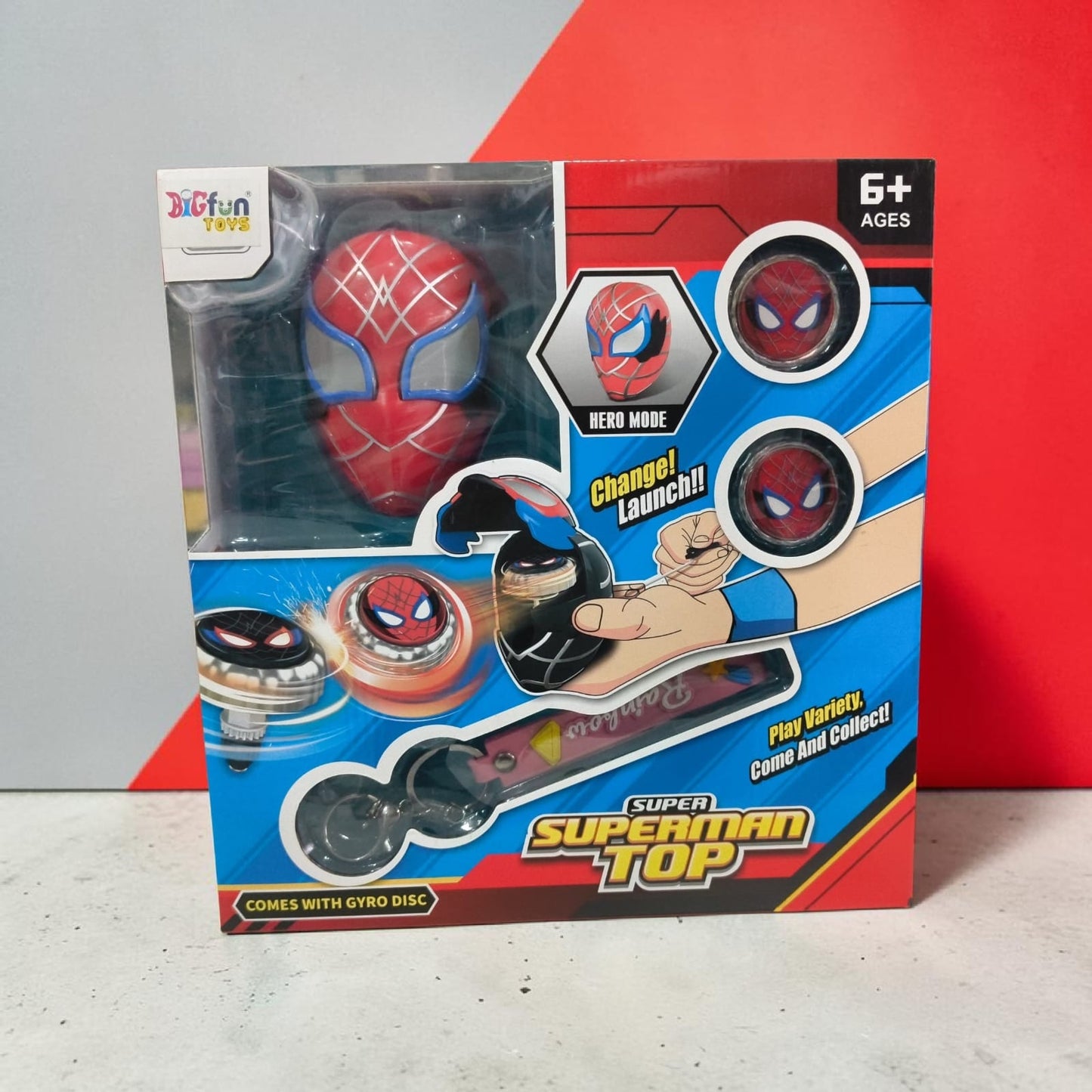 Super Hero Spinning Top Battle Set with Launcher & Mask | Gyro Battle Toy for Kids 6+
