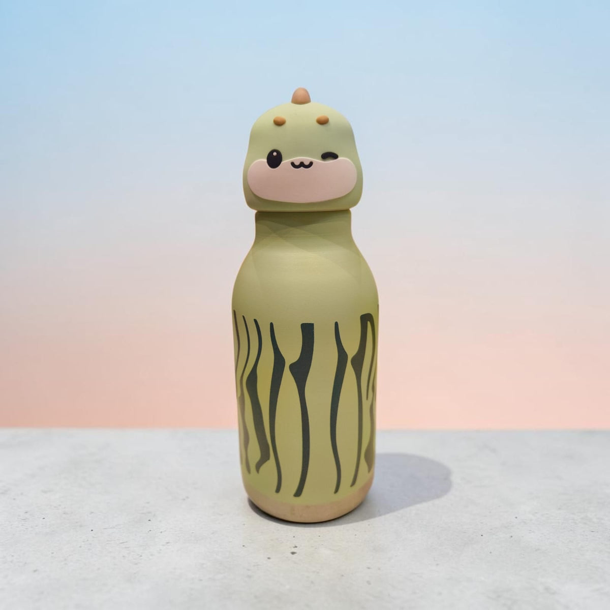 Adorable 3D Dino Design with Playful Striped Body - 350 ML