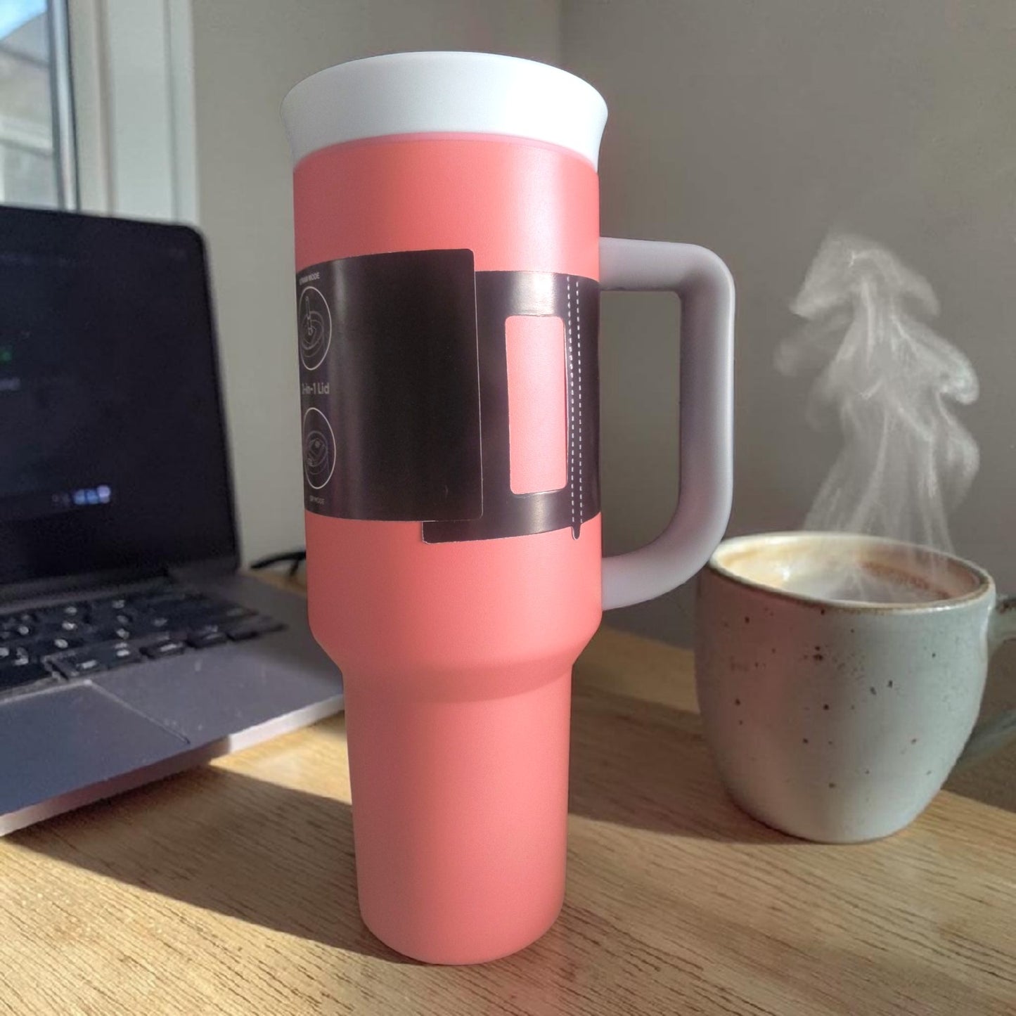 Owala Pink Stainless Steel Tumbler with Handle & Lid – Insulated Travel Mug- 1200 ML