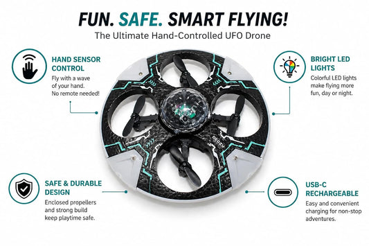 UFO Flying Drone with Remote Control & Multicolour LED Lights