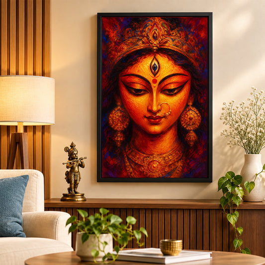 Devi Wall Poster with Frame – 12 × 18 Inch Vibrant DeviArtwork | Ready to Hang