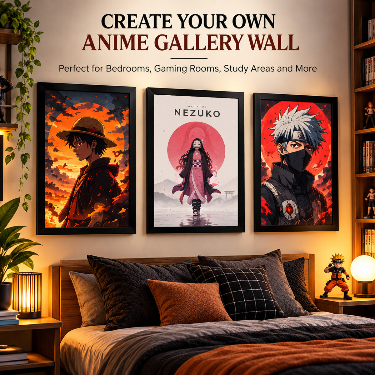 Nezuko Demon Slayer Wall Poster with Frame – 12 × 18 Inch Vibrant Artwork | Ready to Hang