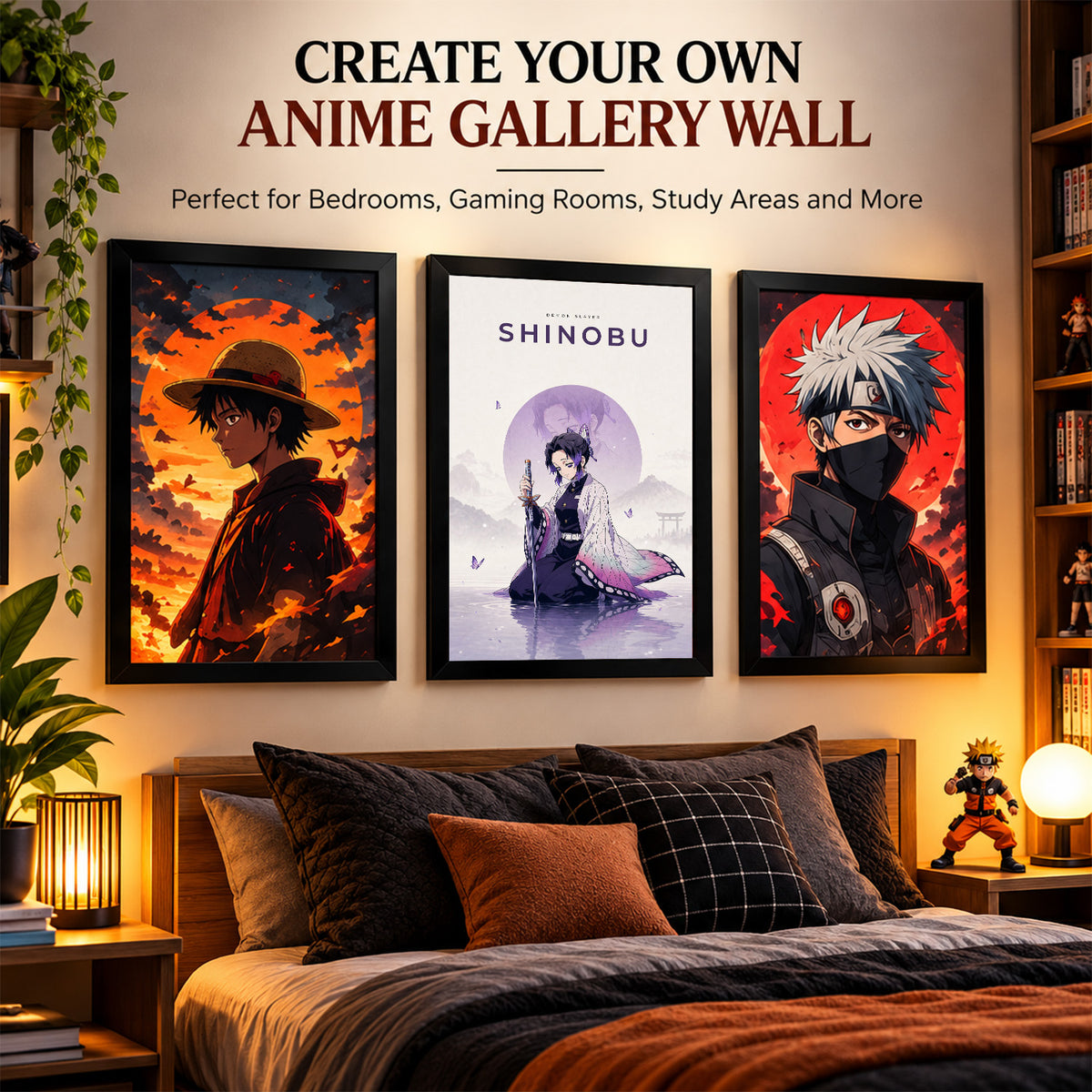 Shinobu Demon Slayer Wall Poster with Frame – 12 × 18 Inch Vibrant Artwork | Ready to Hang