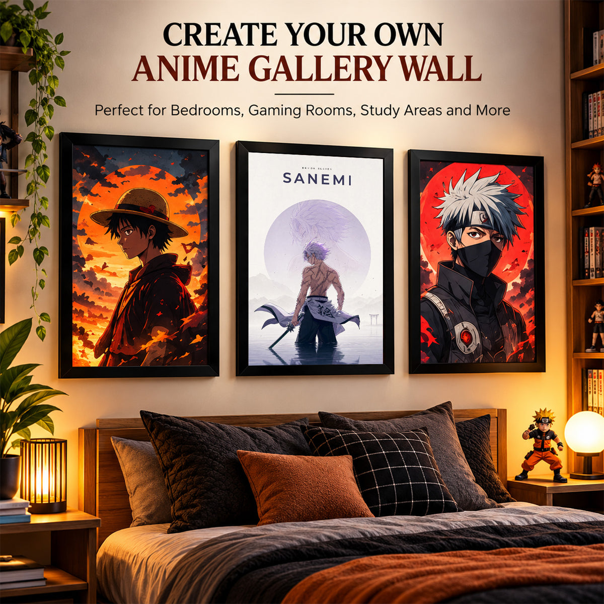 Sameni Demon Slayer Wall Poster with Frame – 12 × 18 Inch Vibrant Artwork | Ready to Hang