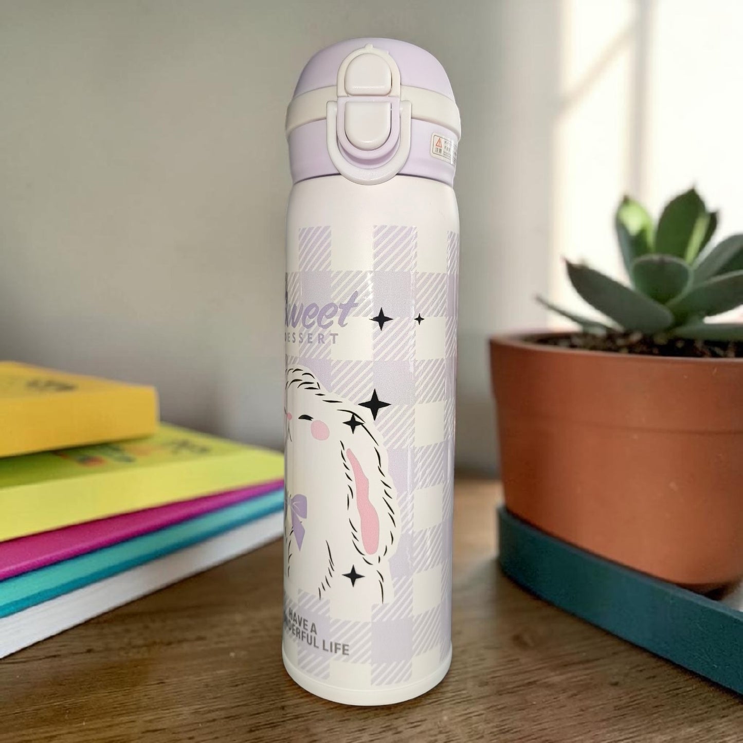 Sweet Dessert Kids Insulated Water Bottle – Cute Pink Cartoon School Flask