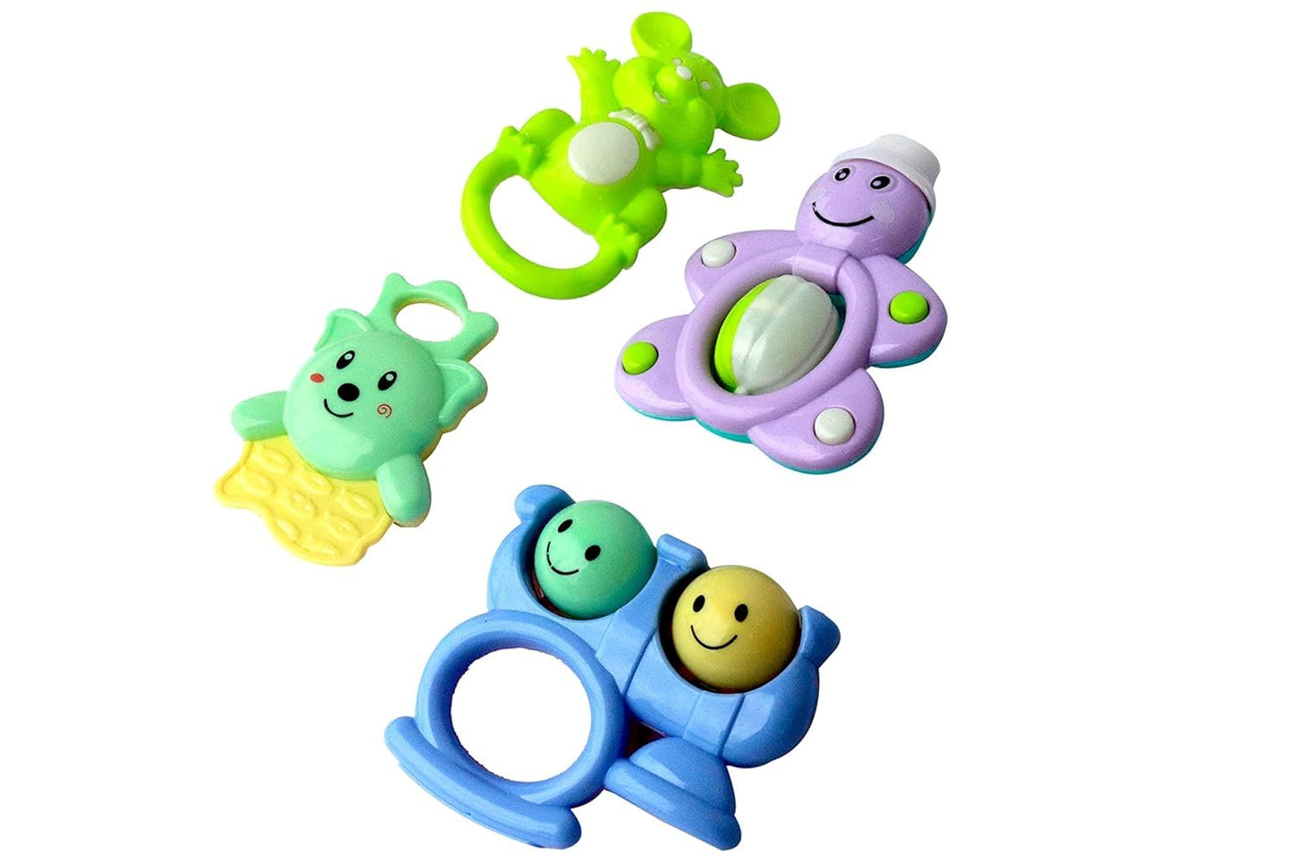 Musical Rattle & Teether Toy Set – Pack of 4 Preschool Toys for Kids (Multicolor)