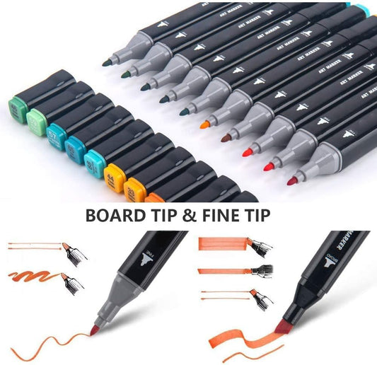 Dual Tip Marker Set of 36 Alcohol Markers with Portable Storage Bag, Waterproof Sketch Pens for Kids, Artists & Students, Quick-Dry Colour Art Kit for Drawing, Journaling, Gifts for Girls