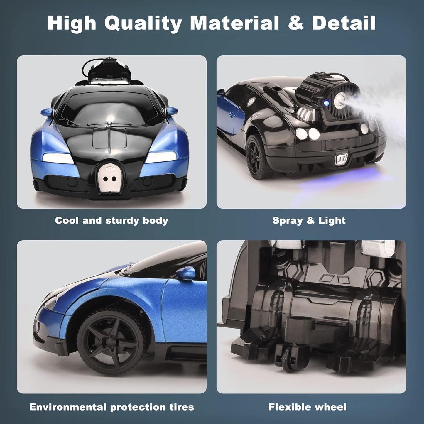 Transform Robot Remote Control Car with Cool Spray (Blue)