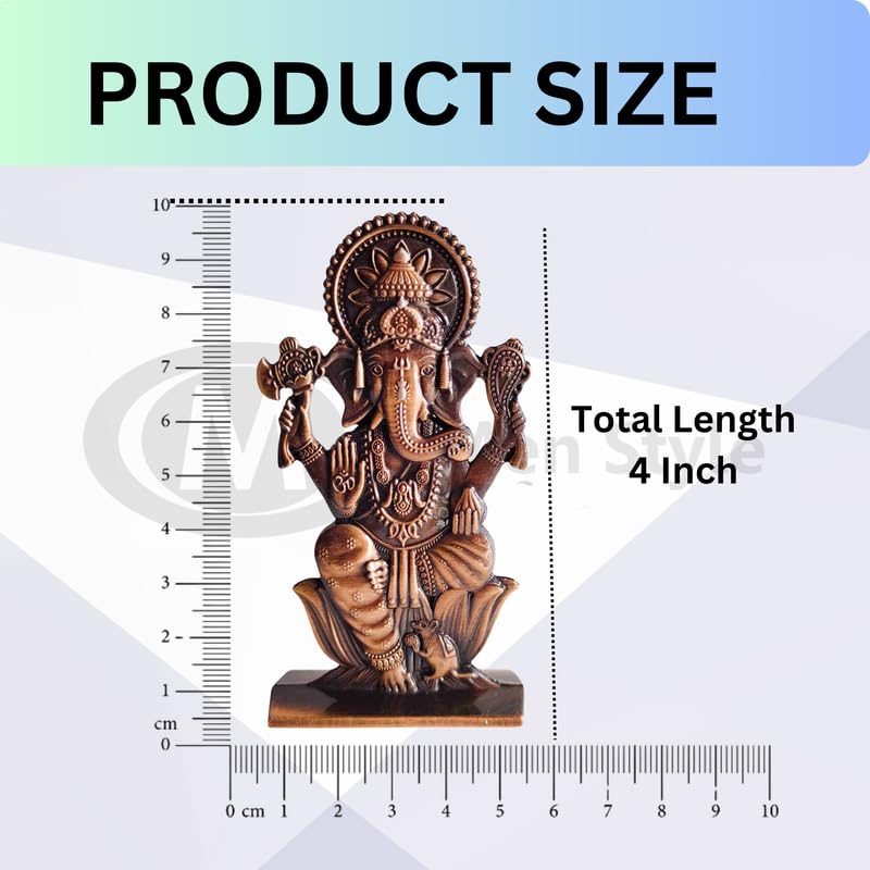 Ganesha Idol Lord Ganesh Ji Statue Ganpati Bappa Blessing Murti God Vinayak Figurine Sculpture for Diwali Puja Gifting Home Entrance, Copper
