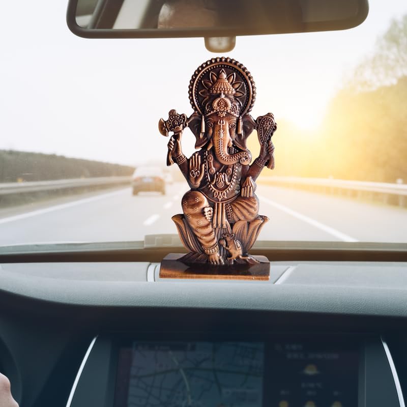 Ganesha Idol Lord Ganesh Ji Statue Ganpati Bappa Blessing Murti God Vinayak Figurine Sculpture for Diwali Puja Gifting Home Entrance, Copper