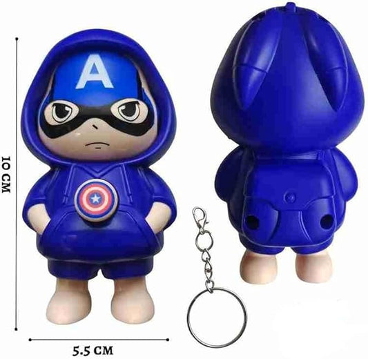 Captain America Face-Changing Keychain – 360° Rotating Hero Keyring