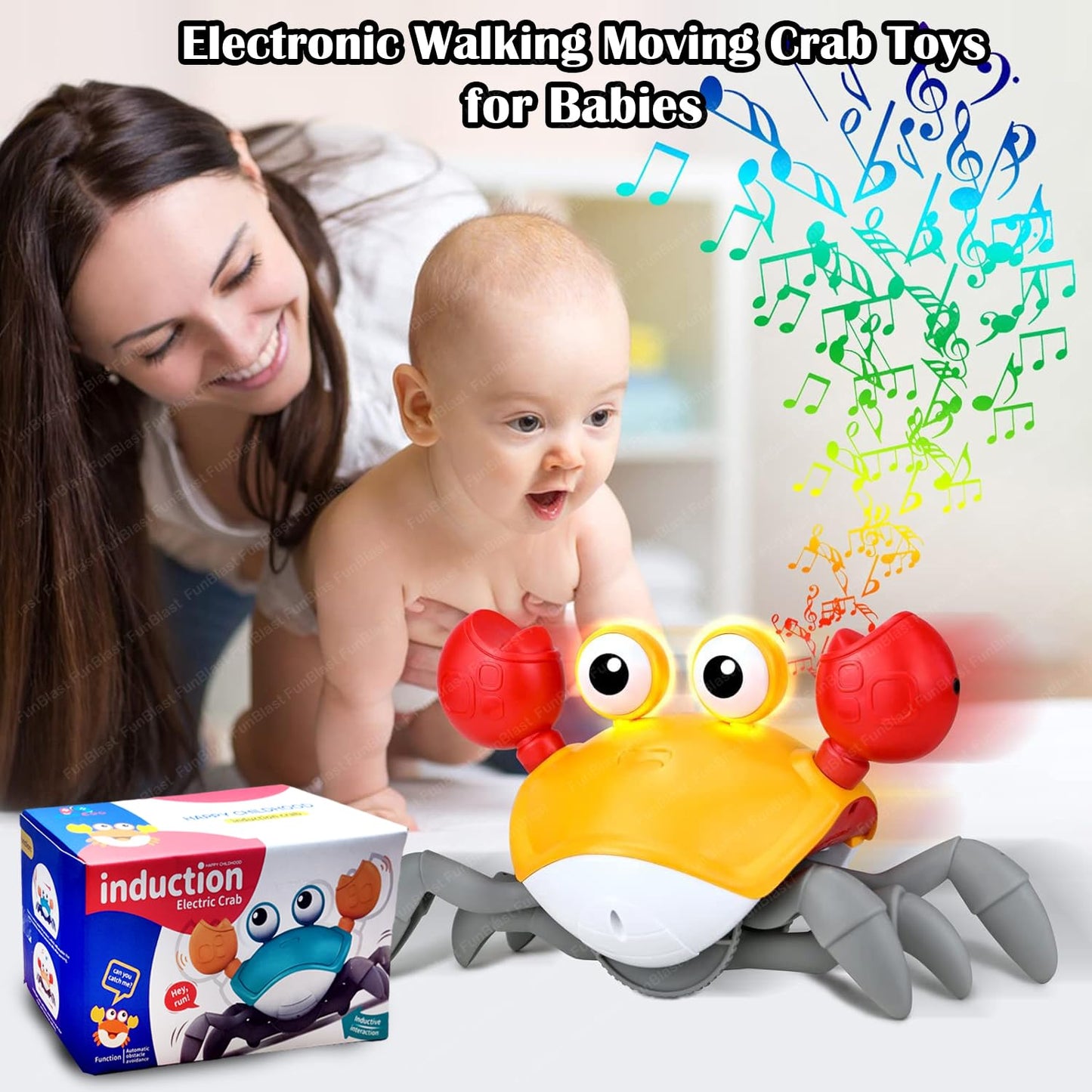 Crawling Crab Toy for Kids - Dancing Crawling Baby Toys, Electronic Walking Moving Toys. Assorted Colours