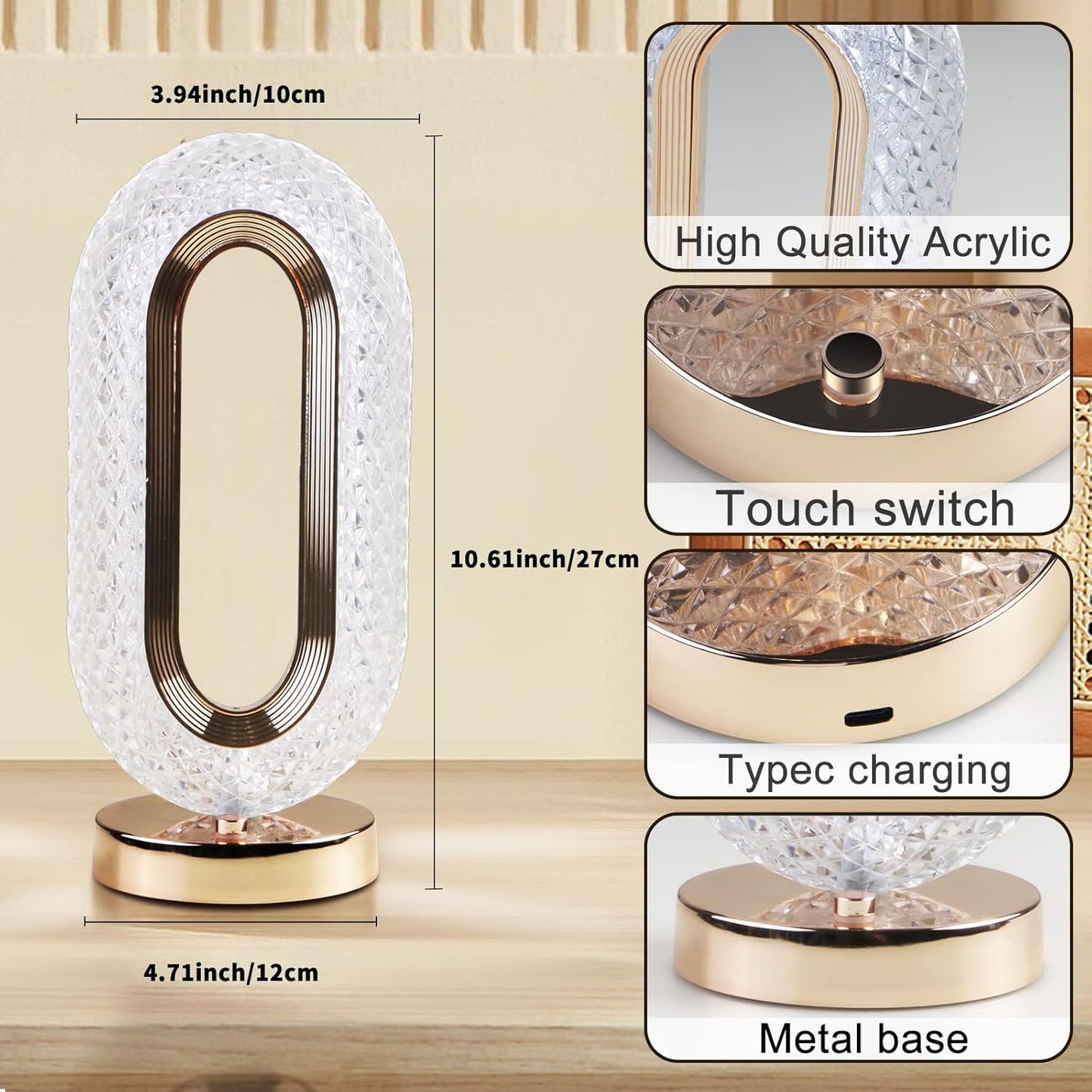 Crystal Lamp with Touch Control (Pack of 1)