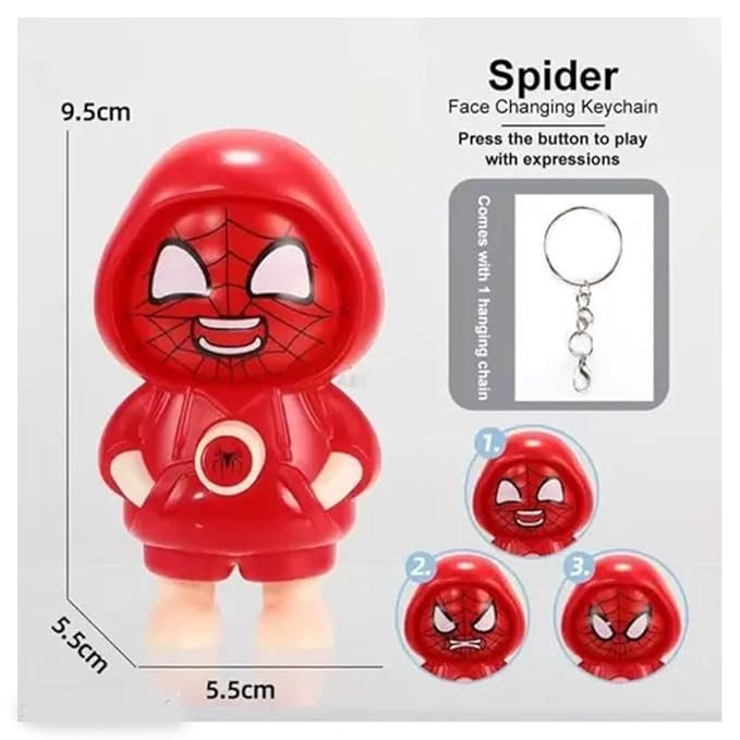 Assorted Face Changing Toy Key Holder Cartoon Character Keychain for Gift and Decor Purpose