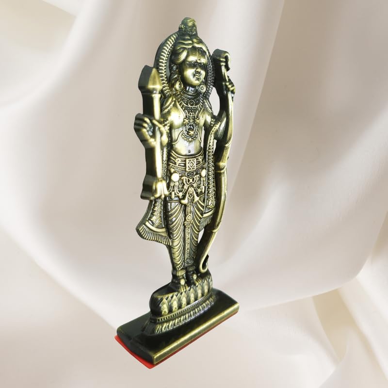 Ram Lalla Murti Statue in Ayodhya Mandir Idol Sculpture Showpiece for Mandir Home (Antique Gold) Bronze NewCarDash55