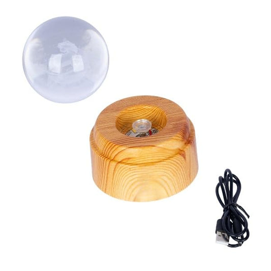 Crystal Ball Night Light with LED Base | 3D Rotating Happy Birthday Cake