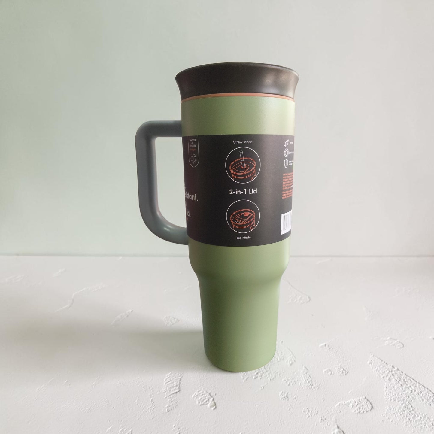 Owala Olive Green Stainless Steel Tumbler with Handle & Lid – Insulated Travel Mug- 1200 ML