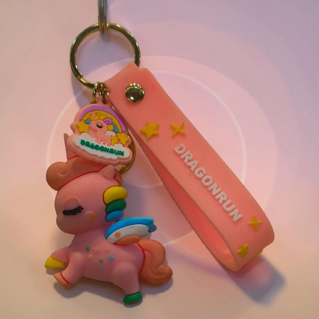 Unicorn Silicone Character Keychain | Soft Rubber Keyring for Bags & Keys