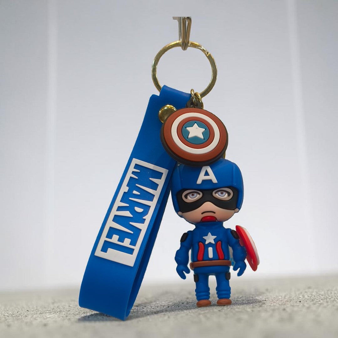 Capt. America Silicone Character Keychain | Soft Rubber Keyring for Bags & Keys