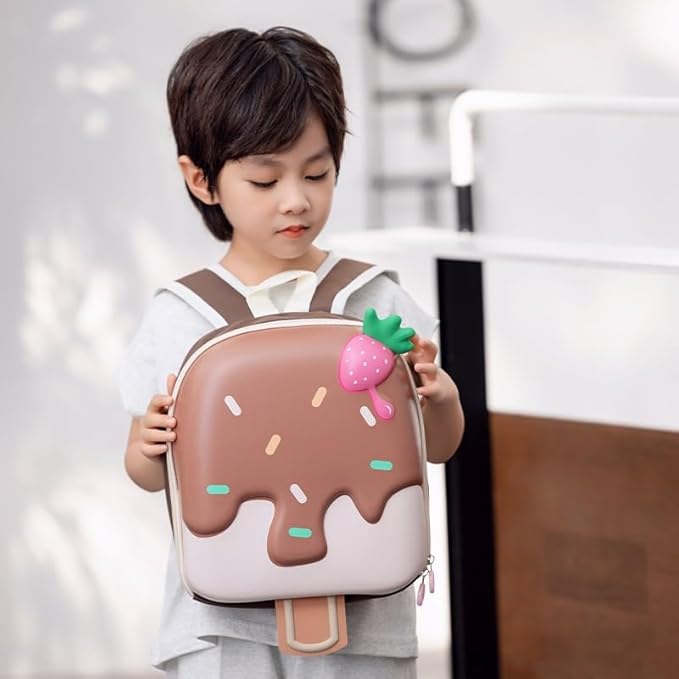3D Ice Cream Hard Case Backpack for Kids – Cute Lightweight Hardshell Bag for Boys & Girls, Toddlers, Kindergarten, School, Picnic, Travel