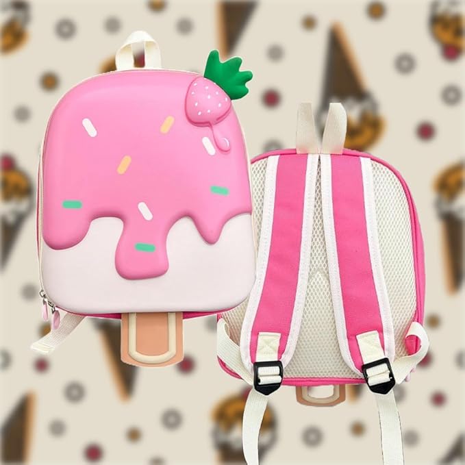 3D Ice Cream Hard Case Backpack for Kids – Cute Lightweight Hardshell Bag for Boys & Girls, Toddlers, Kindergarten, School, Picnic, Travel